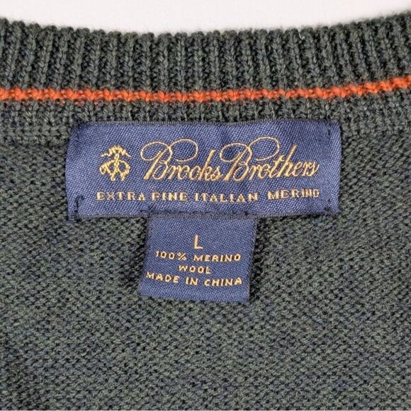 Brooks Brothers Argyle Sweater Mens Large Academia Preppy 100% Merino Wool - Picture 3 of 8